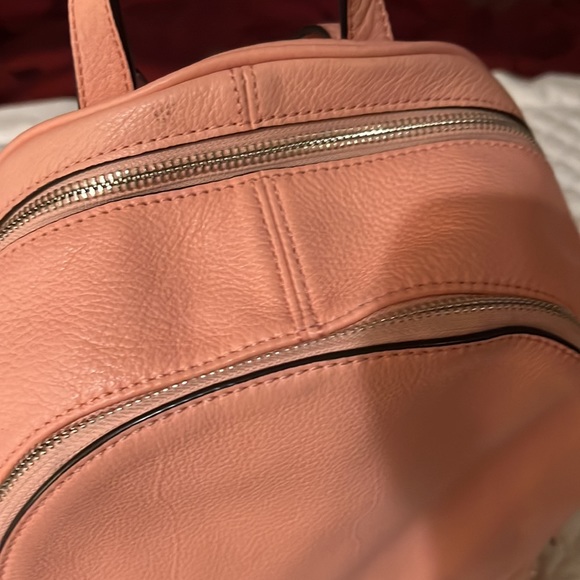 Michael Kors Rhea Medium Silver-Ringed Backpack with Fur Pompom in Coral… - Picture 9 of 14